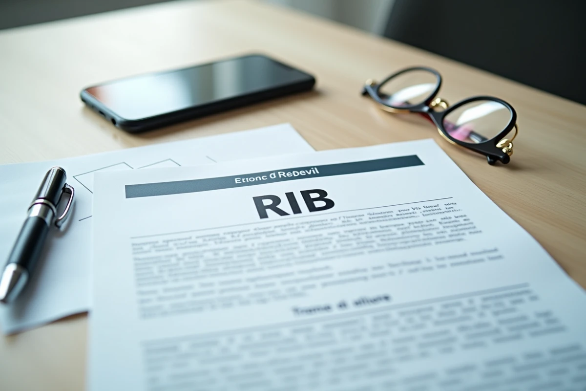 Document RIB bancaire posé à côté d'un smartphone affichant l'application France Travail pour modifier ses coordonnées bancaires