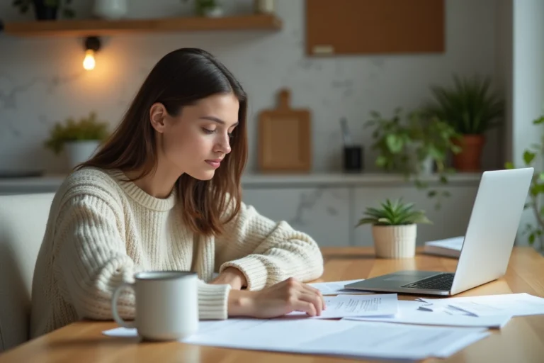 Jeune femme organisée dans sa cuisine moderne