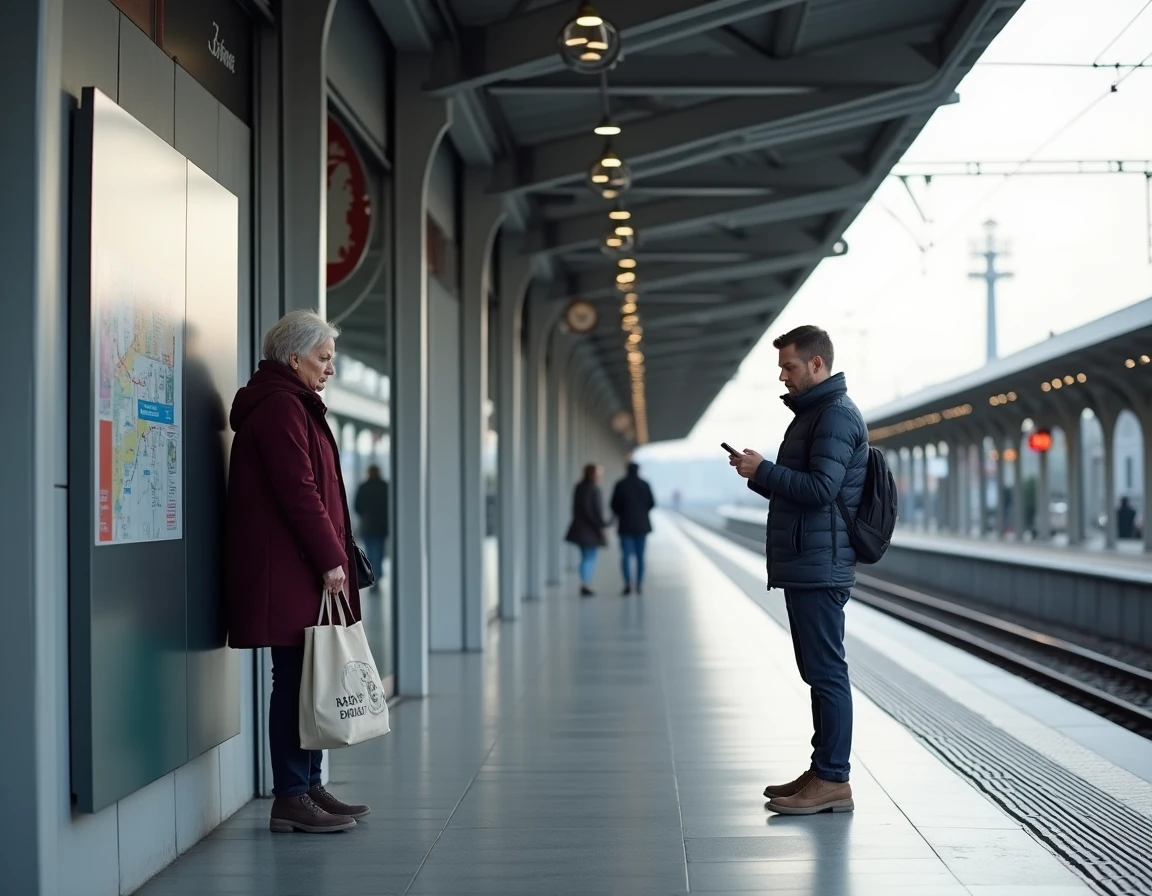 Station de transport en commun moderne à Bagneux avec voyageurs attendant sur le quai
